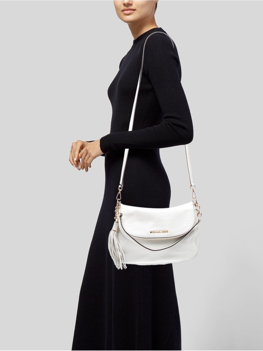 MICHAEL Michael Kors Off White Leather Bedford Crossbody Bag - Picture 3 of 15